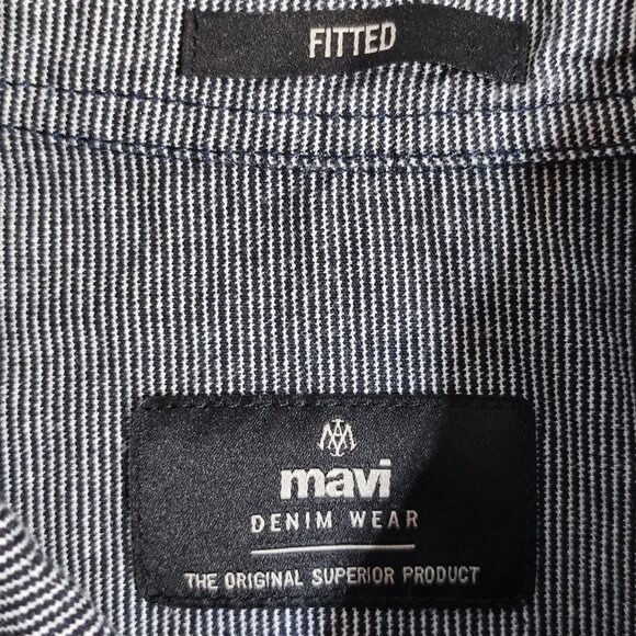 Mavi Denim Wear Fitted casual button down shirt men's sz M grey stripes pattern - Picture 4 of 10